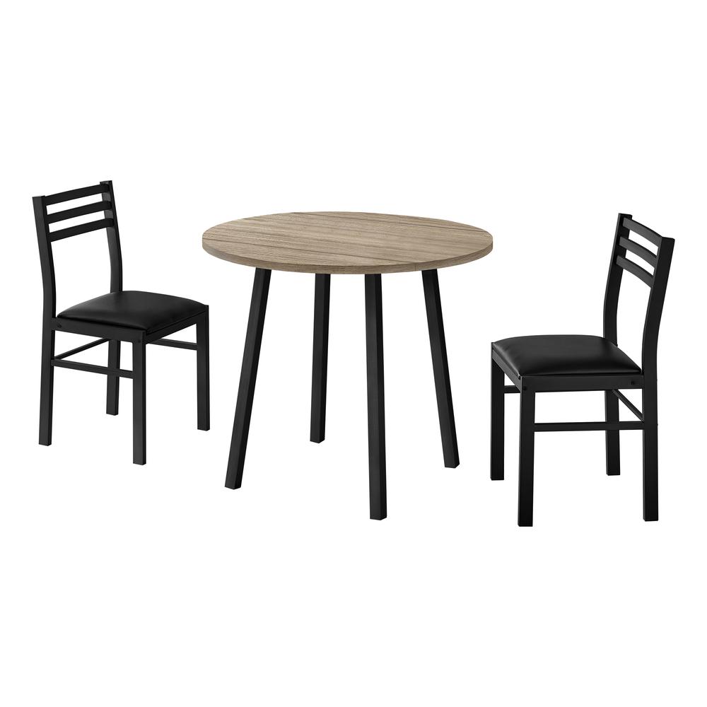Dining Table Set, 3pcs Set, Small, 35 Drop Leaf, Kitchen, Black Metal