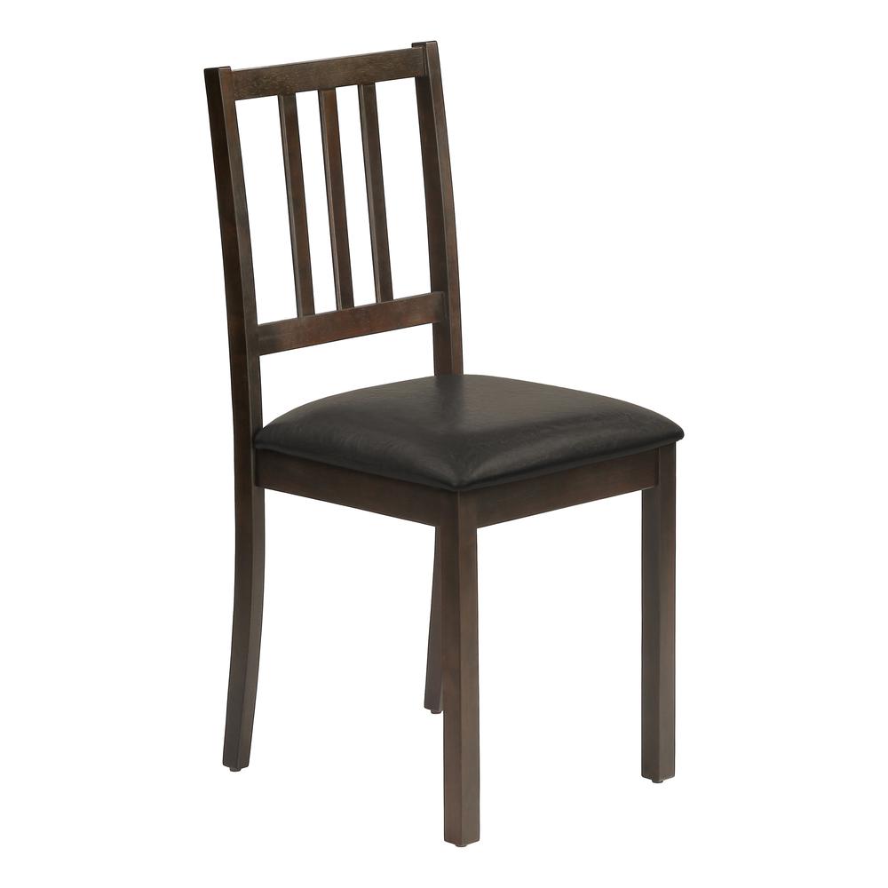 Dining Chair, Set Of 2, Side, Upholstered, Kitchen, Dining Room, Brown Leather