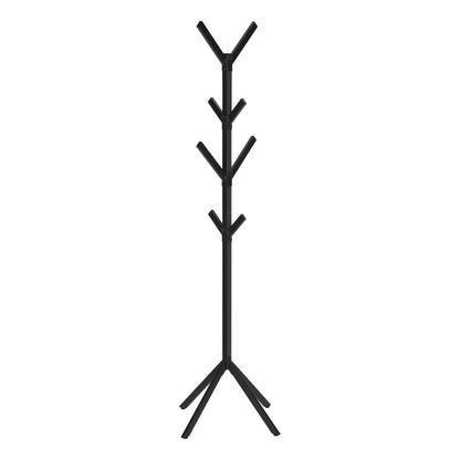Coat Rack, Hall Tree, Free Standing, 8 Hooks, Entryway, 70H, Bedroom, Black