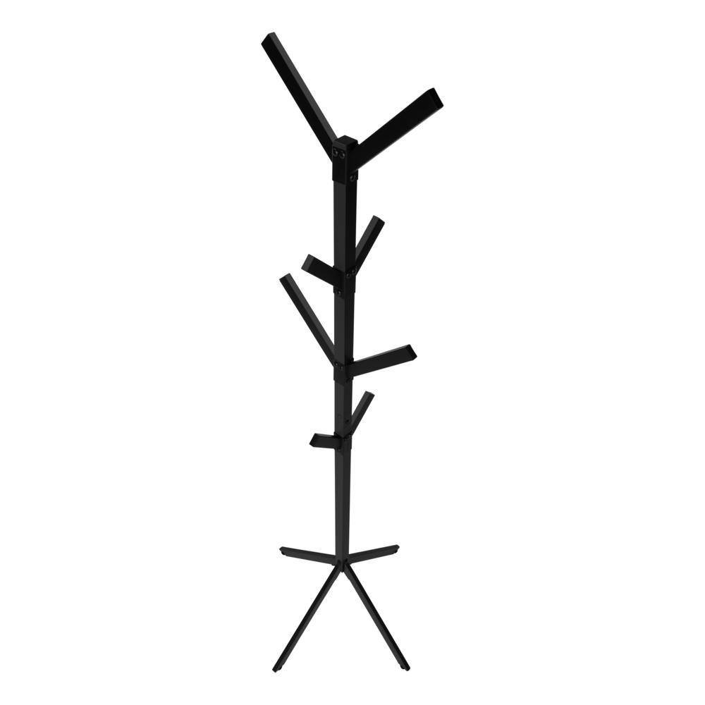 Coat Rack, Hall Tree, Free Standing, 8 Hooks, Entryway, 70H, Bedroom, Black
