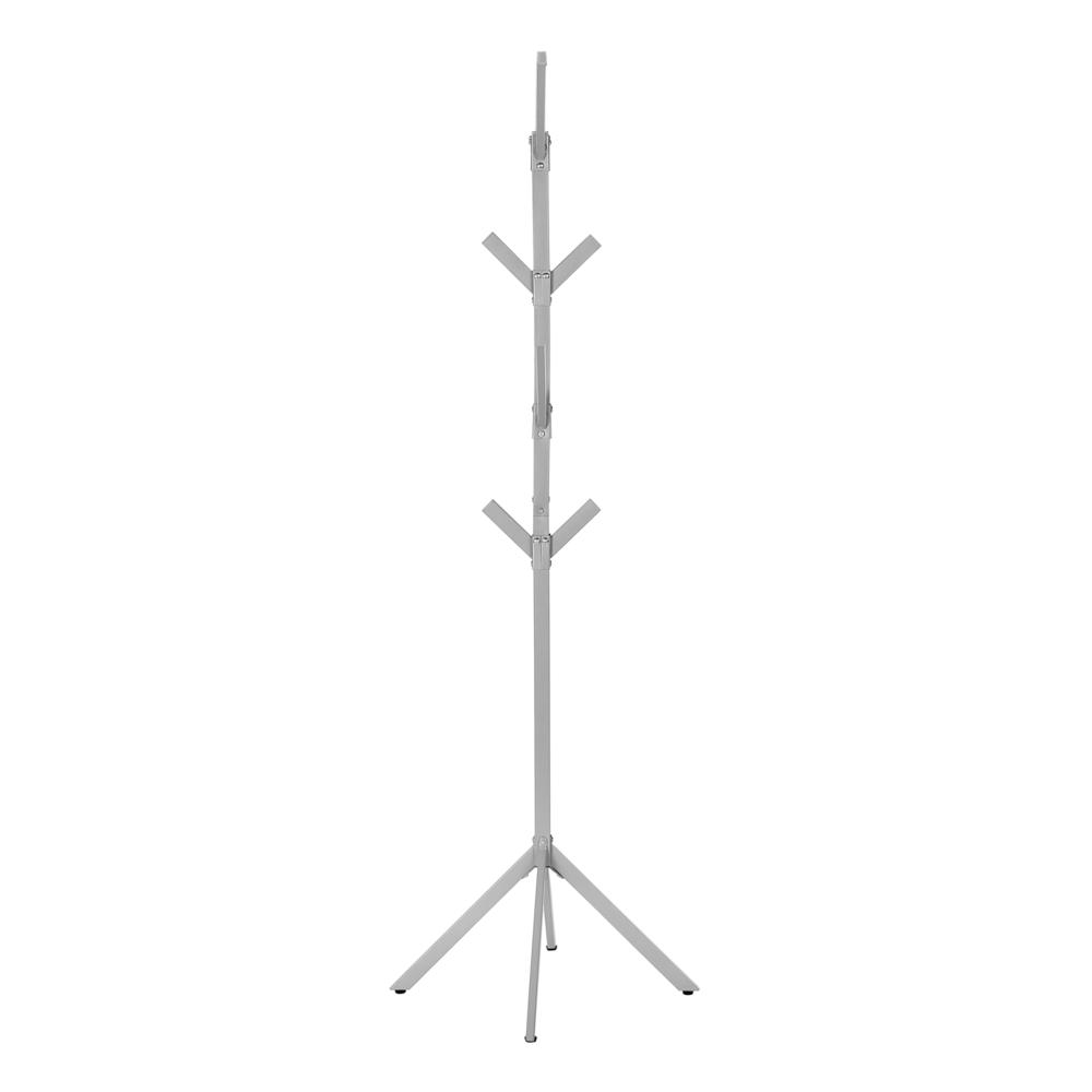 Coat Rack, Hall Tree, Free Standing, 8 Hooks, Entryway, 70H, Bedroom, Grey