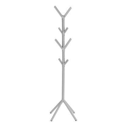Coat Rack, Hall Tree, Free Standing, 8 Hooks, Entryway, 70H, Bedroom, Grey