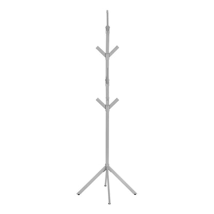 Coat Rack, Hall Tree, Free Standing, 8 Hooks, Entryway, 70H, Bedroom, Grey