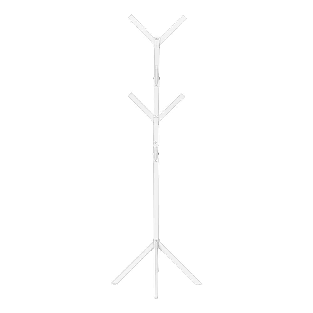 Coat Rack, Hall Tree, Free Standing, 8 Hooks, Entryway, 70H, Bedroom, White