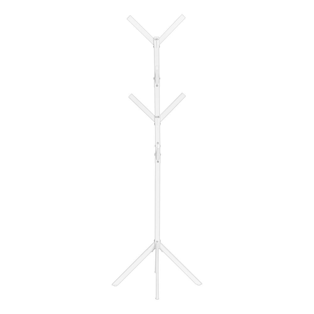 Coat Rack, Hall Tree, Free Standing, 8 Hooks, Entryway, 70H, Bedroom, White