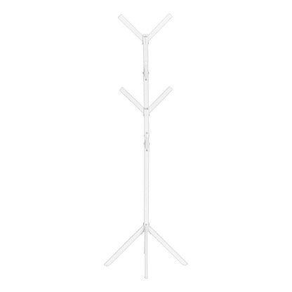 Coat Rack, Hall Tree, Free Standing, 8 Hooks, Entryway, 70H, Bedroom, White