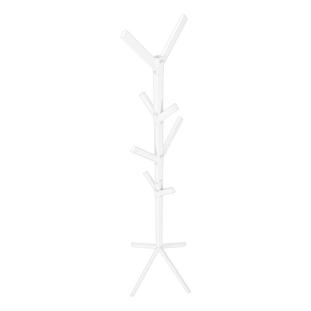 Coat Rack, Hall Tree, Free Standing, 8 Hooks, Entryway, 70H, Bedroom, White