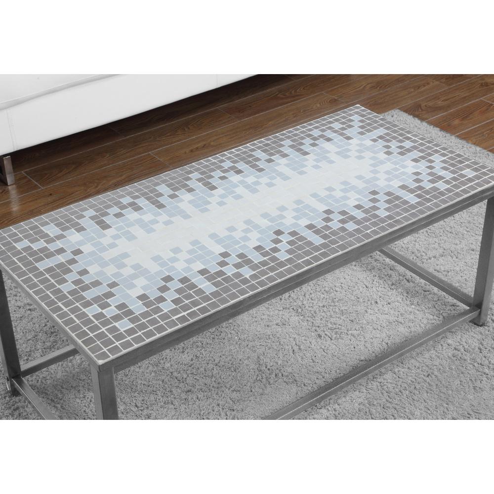 Coffee Table, Accent, Cocktail, Rectangular, Living Room, 42 L, Blue Tile