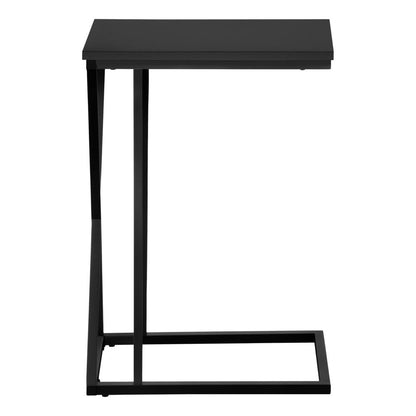 Accent Table, C-shaped, End, Side, Snack, Living Room, Bedroom, Black Laminate