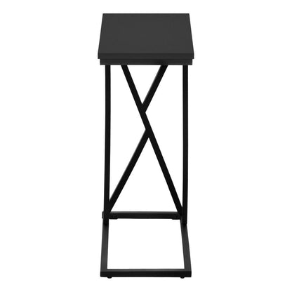 Accent Table, C-shaped, End, Side, Snack, Living Room, Bedroom, Black Laminate