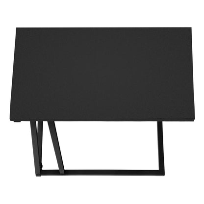 Accent Table, C-shaped, End, Side, Snack, Living Room, Bedroom, Black Laminate