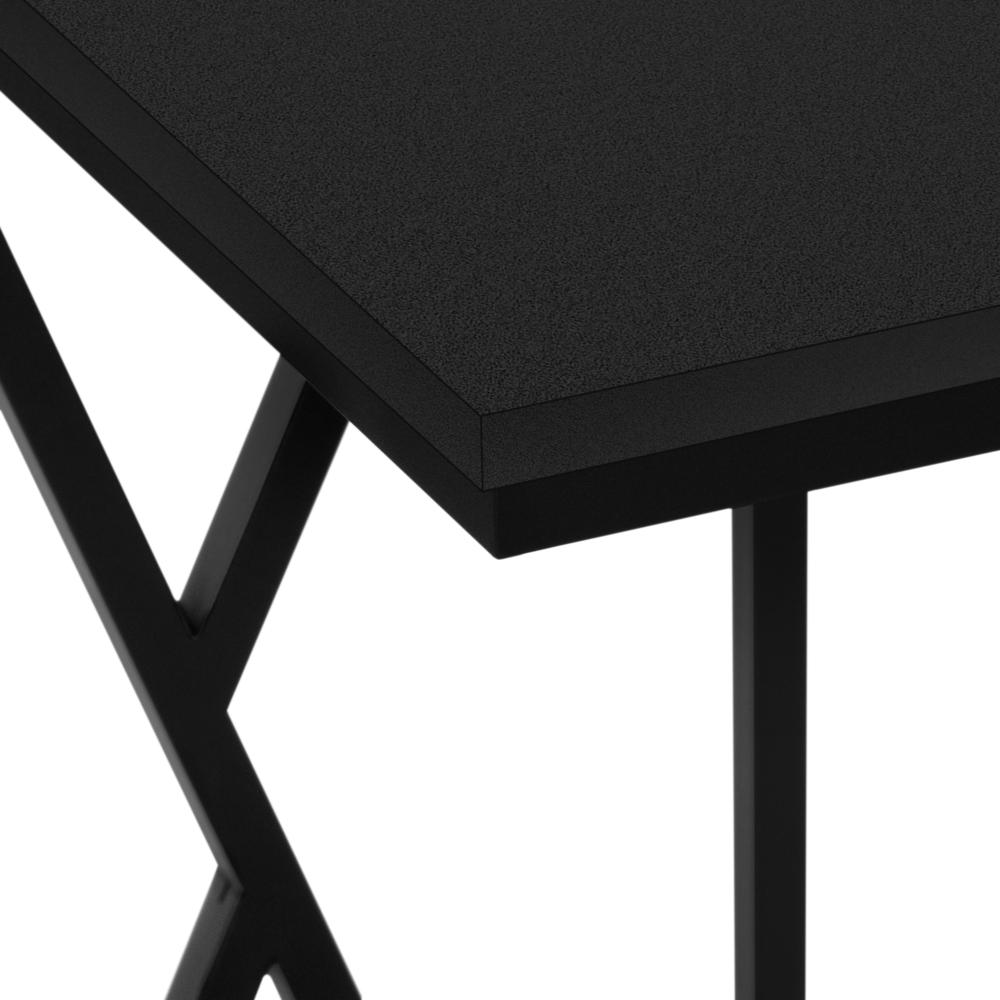 Accent Table, C-shaped, End, Side, Snack, Living Room, Bedroom, Black Laminate