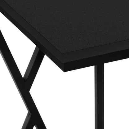 Accent Table, C-shaped, End, Side, Snack, Living Room, Bedroom, Black Laminate
