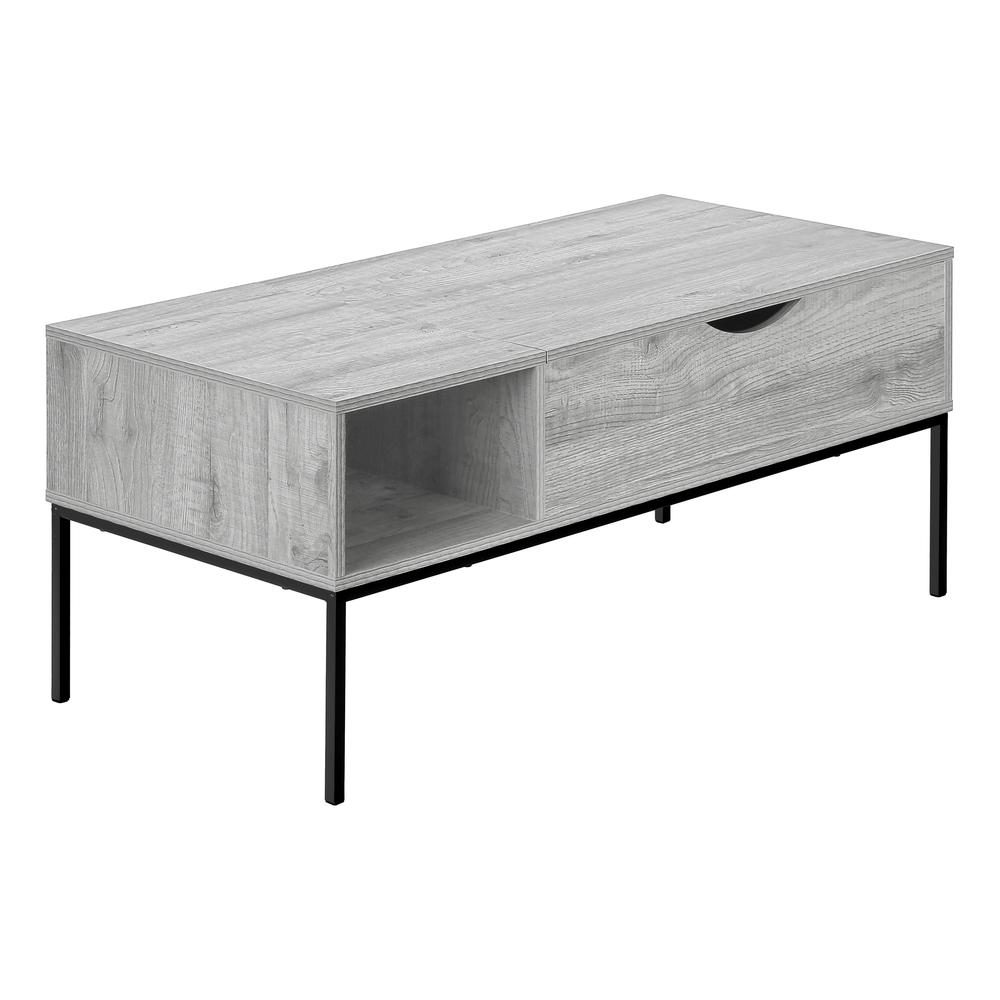Coffee Table, 42 L, Rectangular, Cocktail, Lift-top, Grey, Black