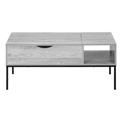 Coffee Table, 42 L, Rectangular, Cocktail, Lift-top, Grey, Black