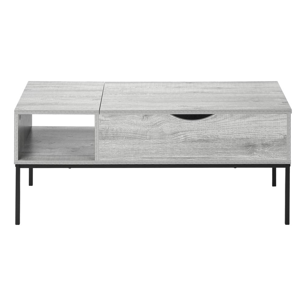 Coffee Table, 42 L, Rectangular, Cocktail, Lift-top, Grey, Black
