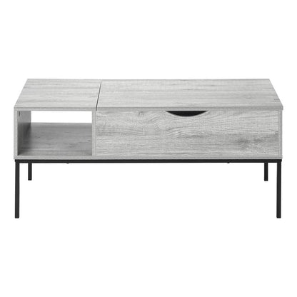 Coffee Table, 42 L, Rectangular, Cocktail, Lift-top, Grey, Black