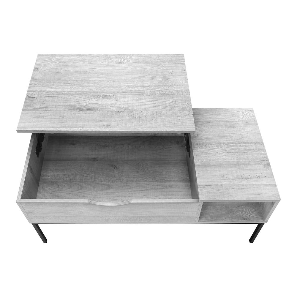 Coffee Table, 42 L, Rectangular, Cocktail, Lift-top, Grey, Black