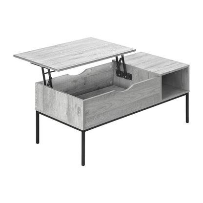 Coffee Table, 42 L, Rectangular, Cocktail, Lift-top, Grey, Black