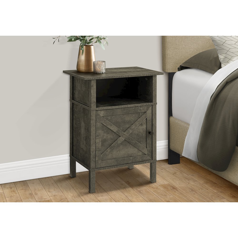Accent Table, Small, Storage, Dark Bronze Laminate, Transitional