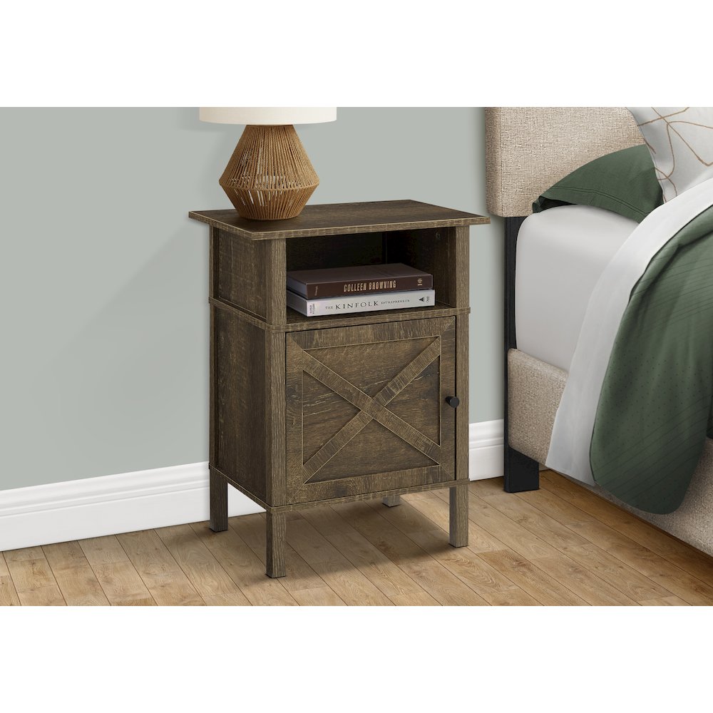 Accent Table, Small, Storage, Dark Oak Laminate, Transitional