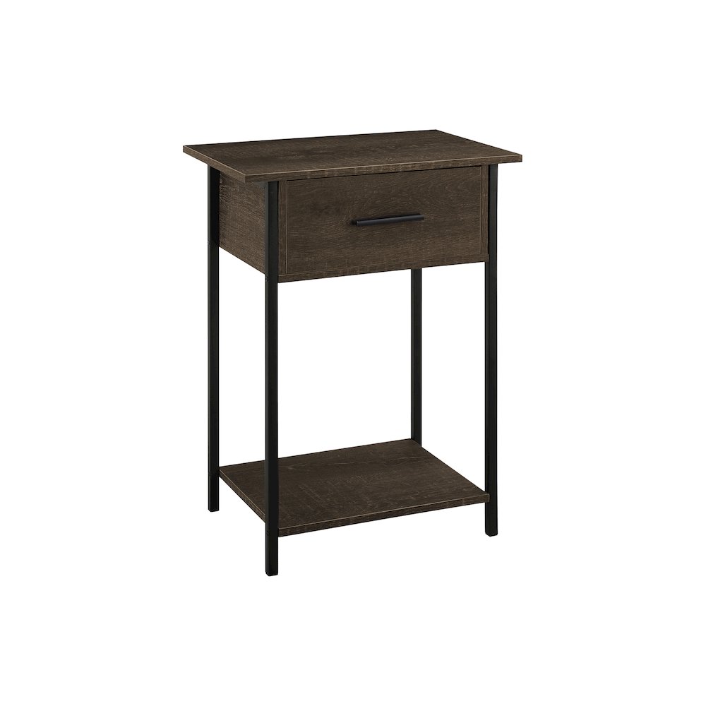 Accent Table, 2 Tier, End, Black Metal, Contemporary