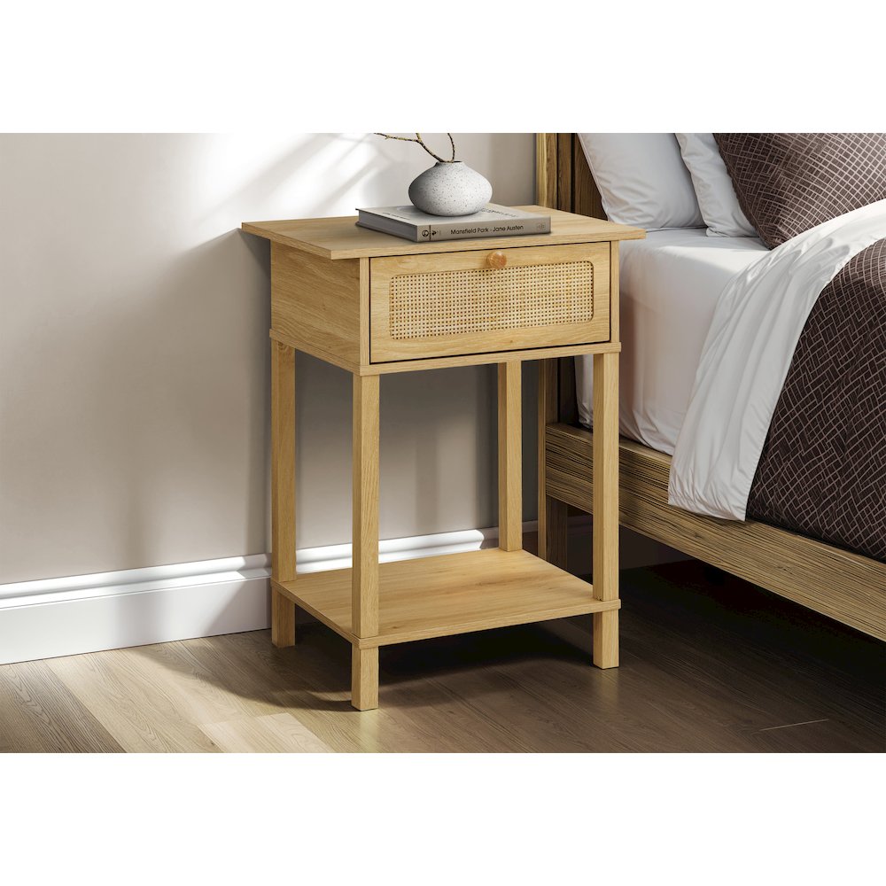 Accent Table, Bedroom, Living Room, Natural Laminate, Transitional