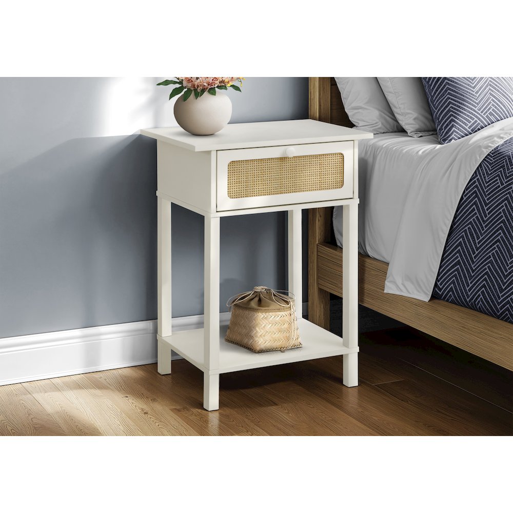 Accent Table, Bedroom, Living Room, White Laminate, Transitional