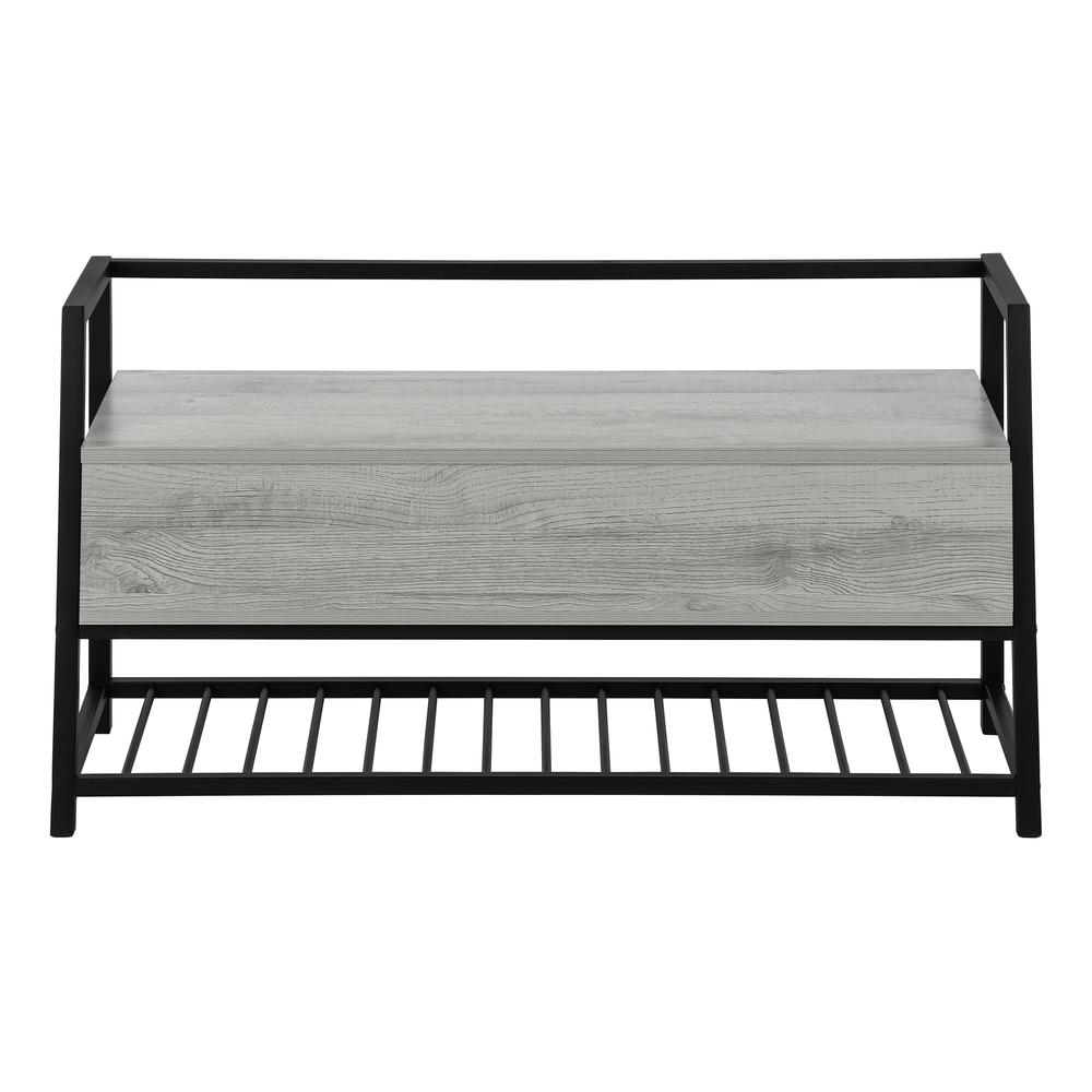 Bench, Entryway, Hallway, Storage, 42 Rectangular, Grey Laminate, Black