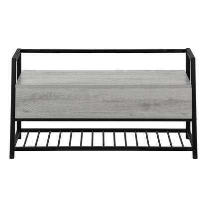 Bench, Entryway, Hallway, Storage, 42 Rectangular, Grey Laminate, Black