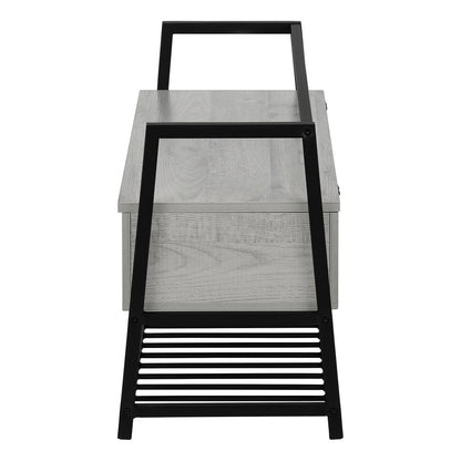 Bench, Entryway, Hallway, Storage, 42 Rectangular, Grey Laminate, Black