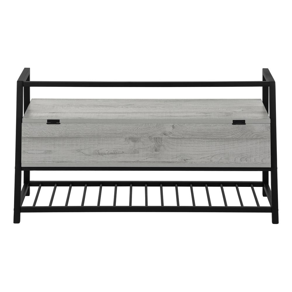 Bench, Entryway, Hallway, Storage, 42 Rectangular, Grey Laminate, Black
