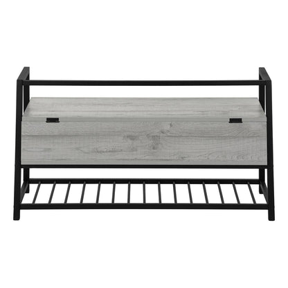 Bench, Entryway, Hallway, Storage, 42 Rectangular, Grey Laminate, Black