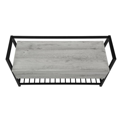 Bench, Entryway, Hallway, Storage, 42 Rectangular, Grey Laminate, Black