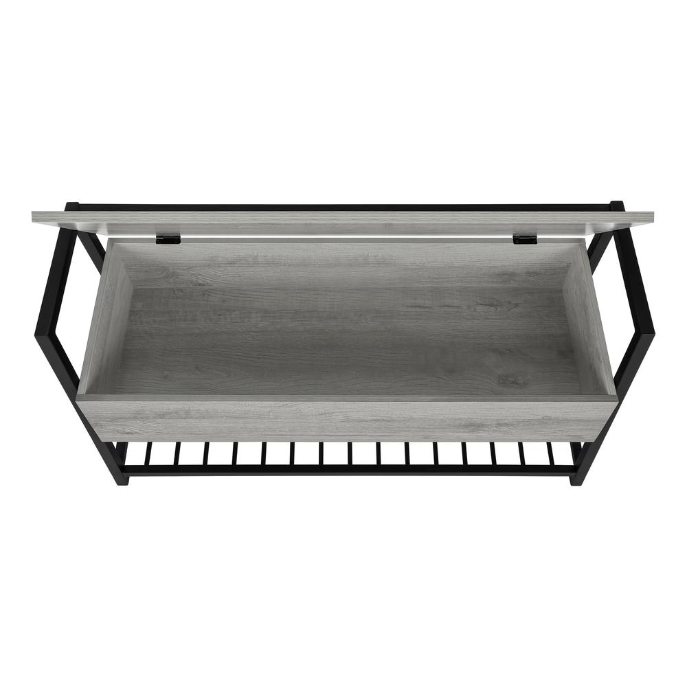 Bench, Entryway, Hallway, Storage, 42 Rectangular, Grey Laminate, Black