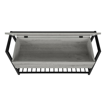 Bench, Entryway, Hallway, Storage, 42 Rectangular, Grey Laminate, Black