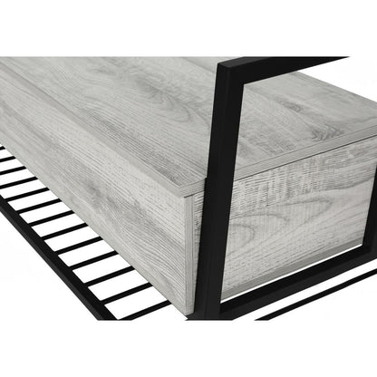 Bench, Entryway, Hallway, Storage, 42 Rectangular, Grey Laminate, Black