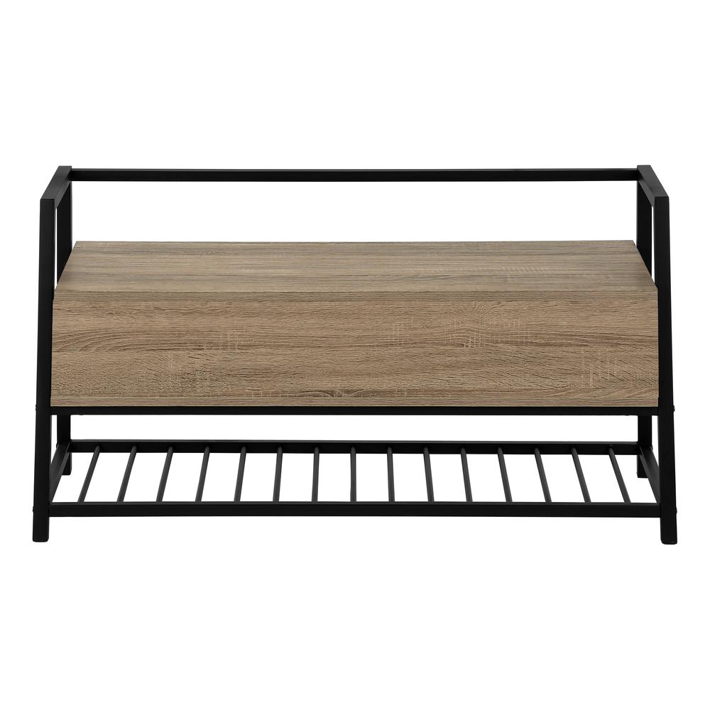 Bench, Entryway, Hallway, Storage, 42 Rectangular, Brown Laminate, Black