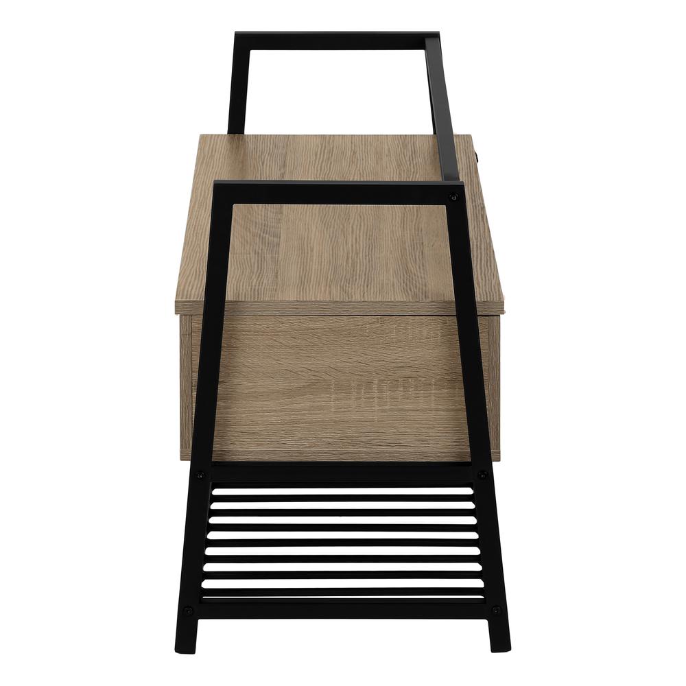 Bench, Entryway, Hallway, Storage, 42 Rectangular, Brown Laminate, Black