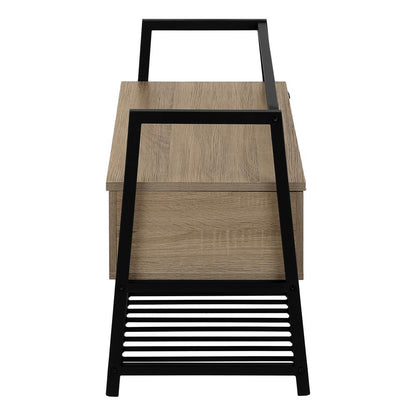 Bench, Entryway, Hallway, Storage, 42 Rectangular, Brown Laminate, Black