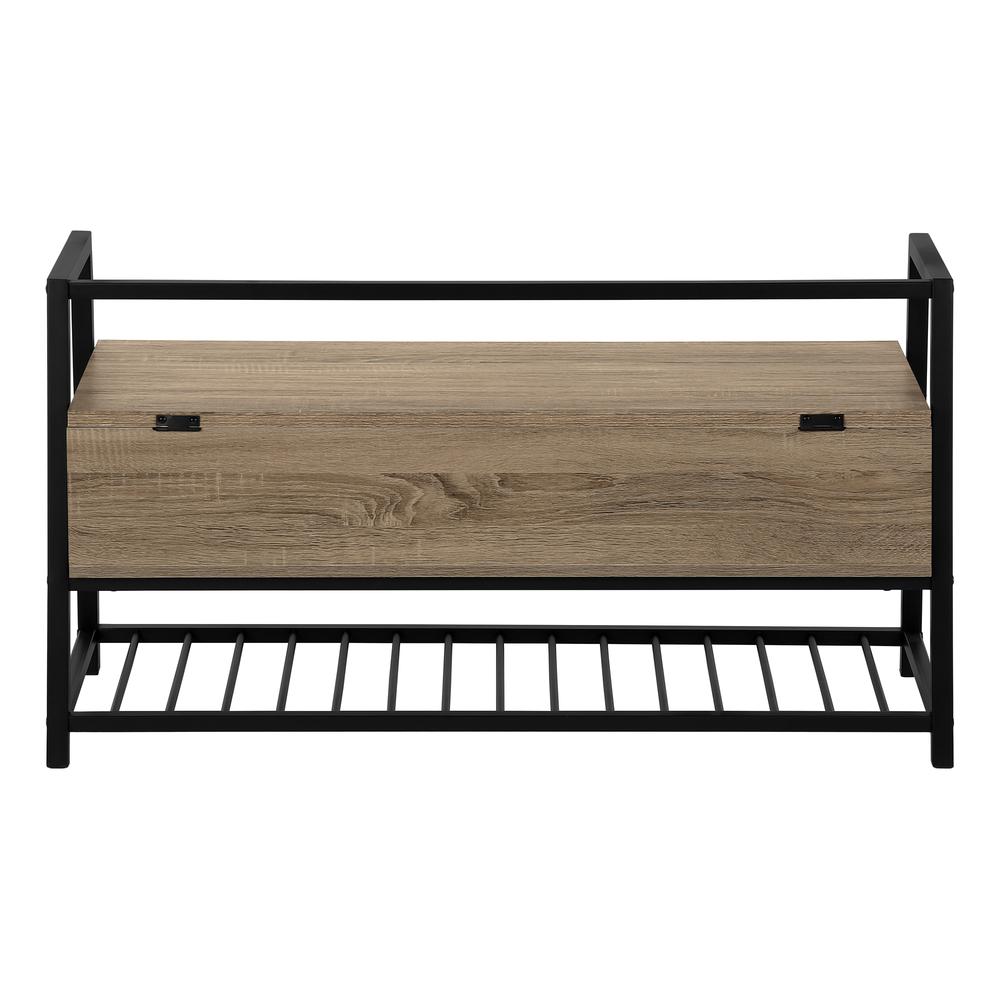 Bench, Entryway, Hallway, Storage, 42 Rectangular, Brown Laminate, Black
