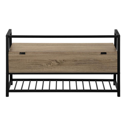 Bench, Entryway, Hallway, Storage, 42 Rectangular, Brown Laminate, Black