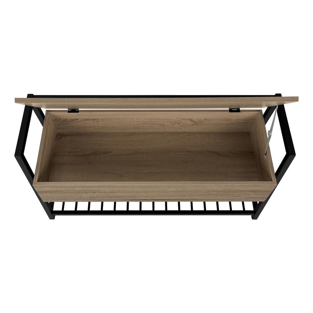 Bench, Entryway, Hallway, Storage, 42 Rectangular, Brown Laminate, Black