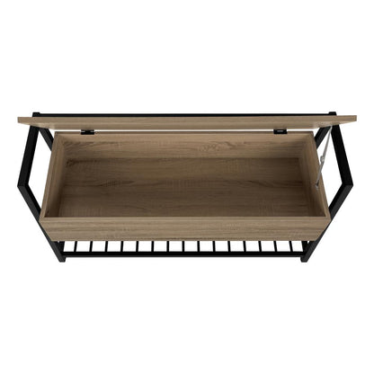 Bench, Entryway, Hallway, Storage, 42 Rectangular, Brown Laminate, Black