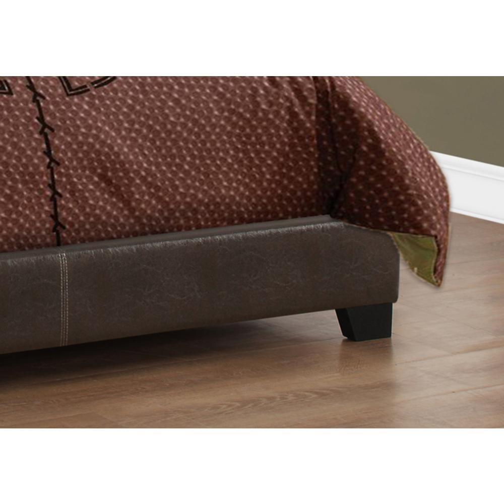 Bed, Full Size, Bedroom, Upholstered, Brown Leather Look, Transitional