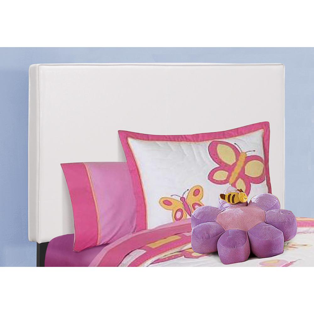 Bed, Twin Size, Bedroom, Upholstered, White Leather Look, Transitional