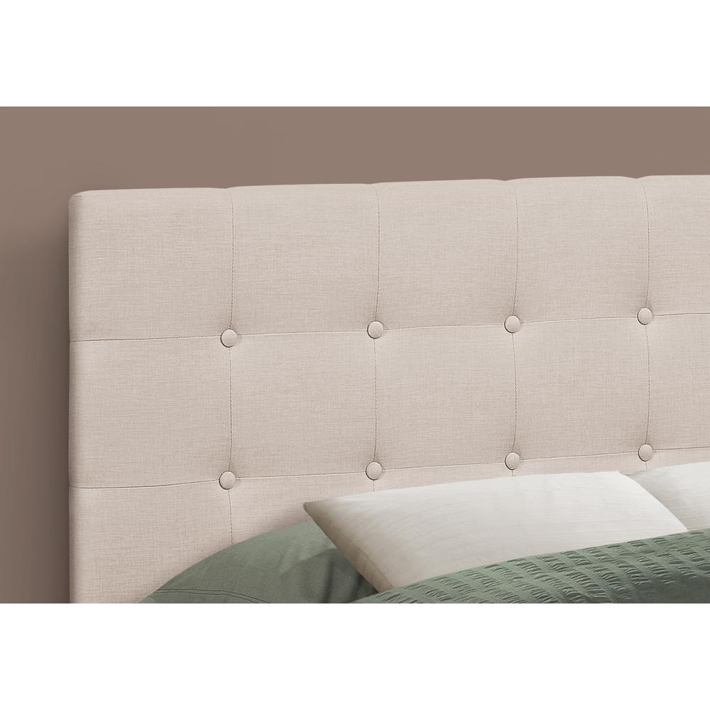 Bed, Headboard Only, Full Size, Bedroom, Upholstered, Beige Linen Look