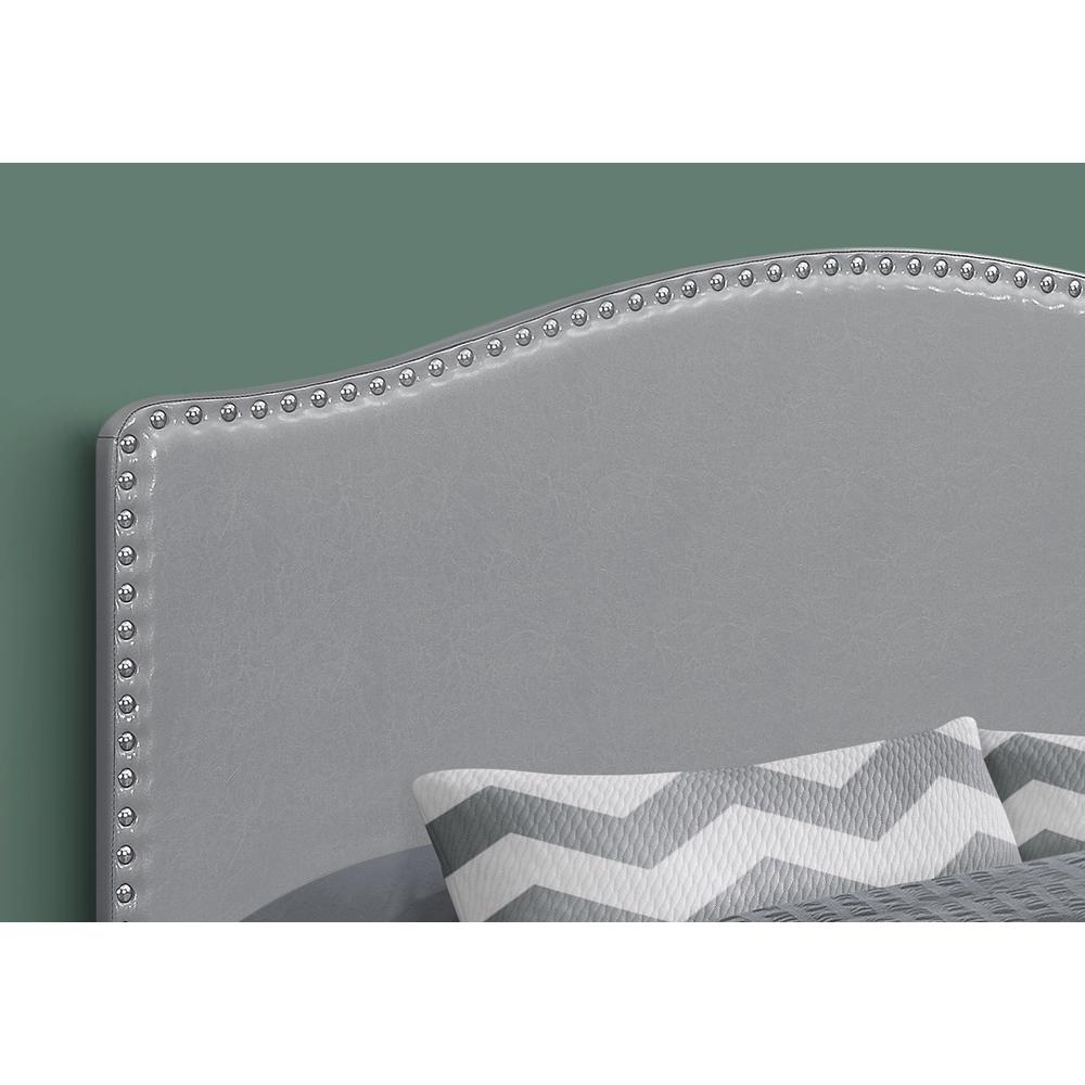 Bed, Headboard Only, Queen Size, Bedroom, Upholstered, Grey Leather Look