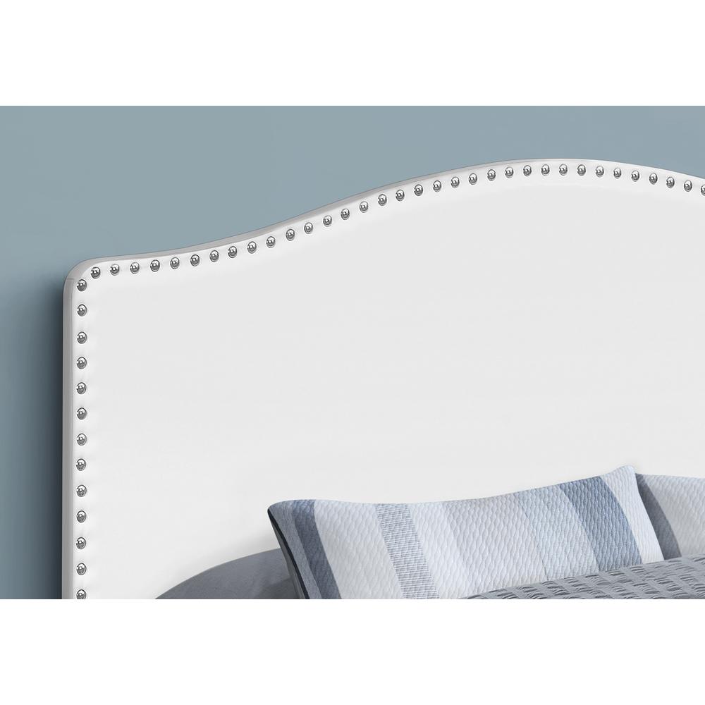 Bed, Headboard Only, Queen Size, Bedroom, Upholstered, White Leather Look