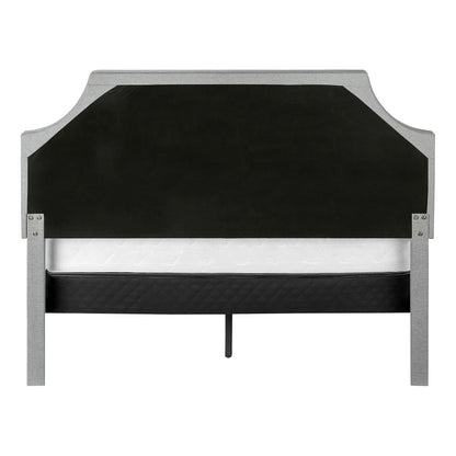 Bed, Queen Size, Bedroom, Upholstered, Grey Linen Look, Chrome